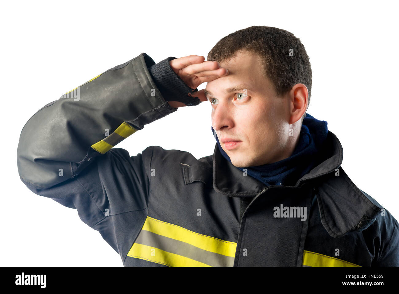 Portrait black male firefighter hi-res stock photography and