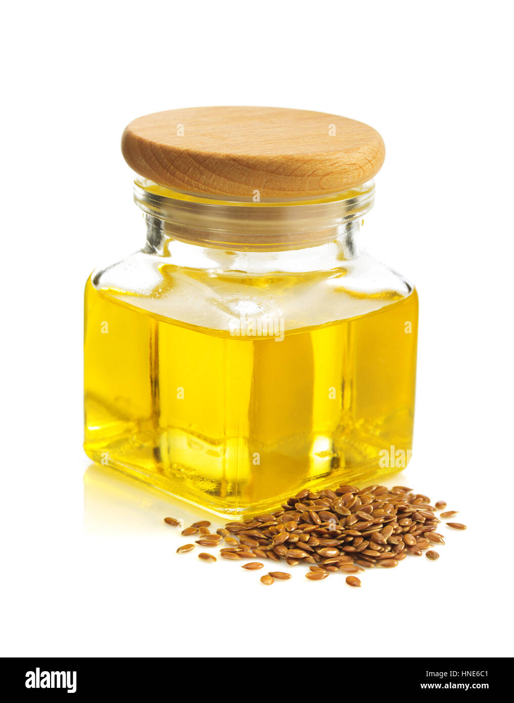 linseed oil in bottle isolated on white background Stock Photo Alamy