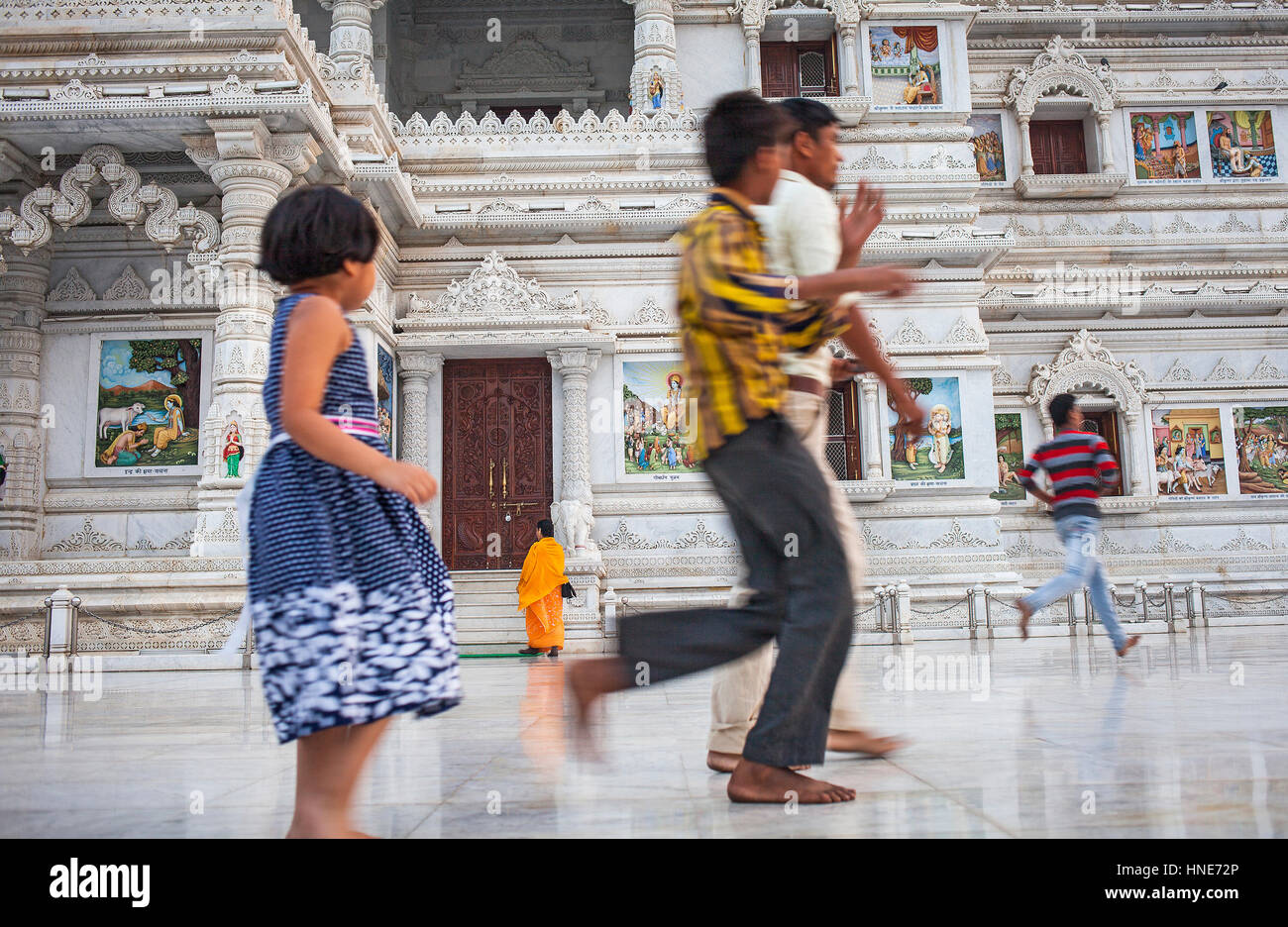 Prem Mandir ( love temple) Temple of Divine Love, Vrindavan, Mathura, Uttar Pradesh, India Stock Photo