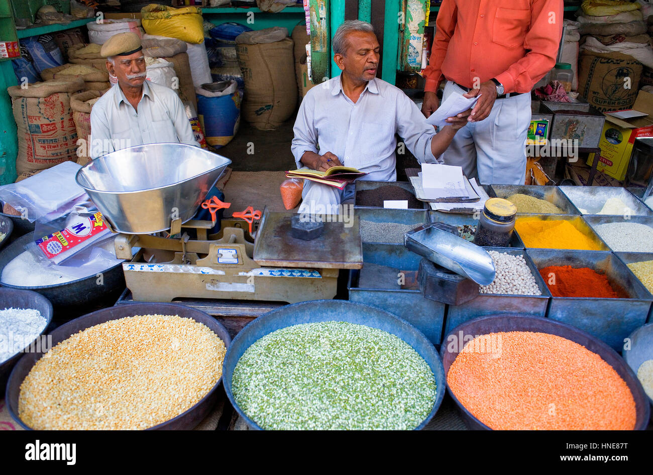 Spices and grain store, in Sardar Market,Jodhpur, Rajasthan, India