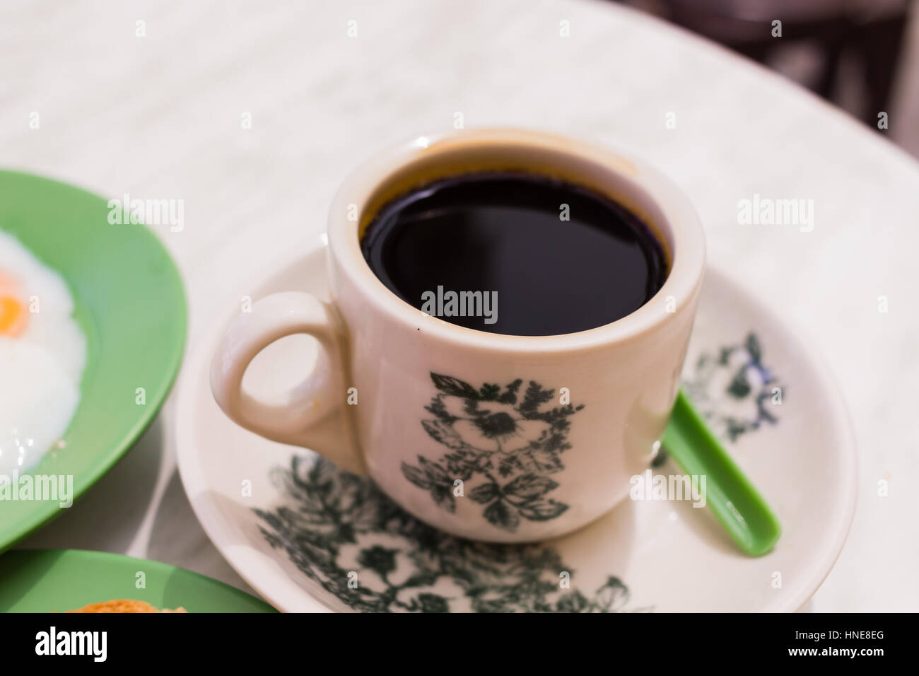 Black Coffee Traditional Singapore Breakfast called Kaya Toast, Coconut