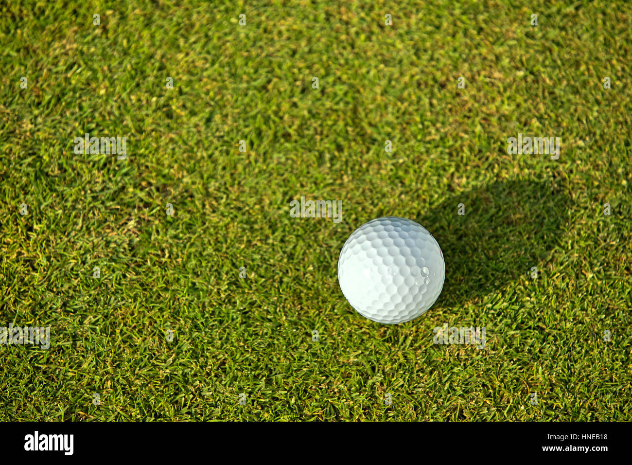 Elevated view of golf ball on grass Stock Photo