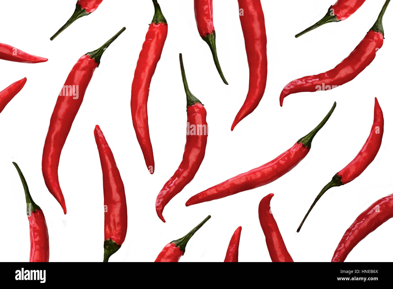 Red chili peppers on white background Stock Photo