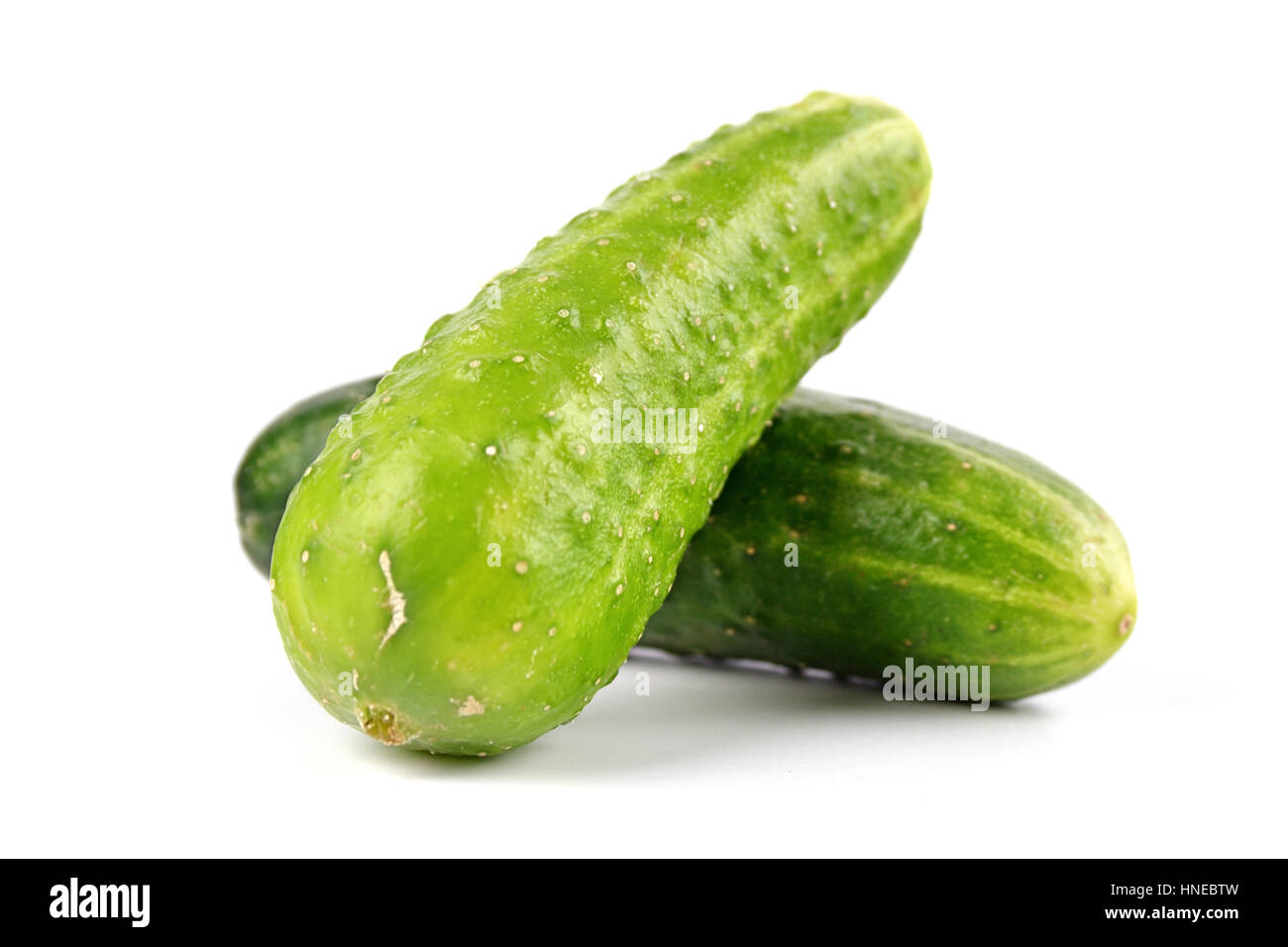 Two cucumbers on white background Stock Photo