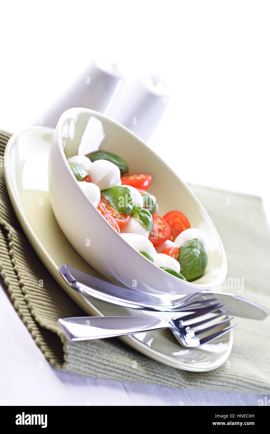 Studio shot of tomato and mozarella salad Stock Photo
