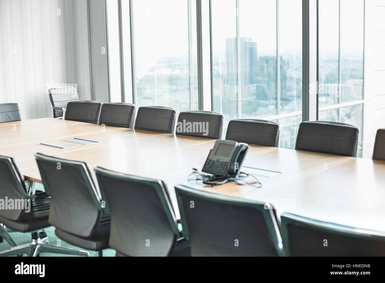 Empty conference room with telephone Stock Photo