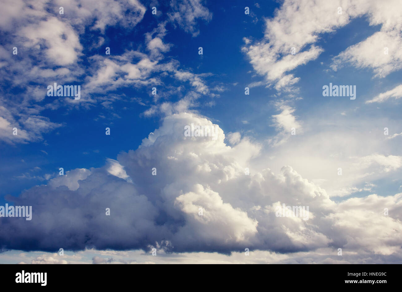 summer landscape beautiful cumulus clouds Stock Photo