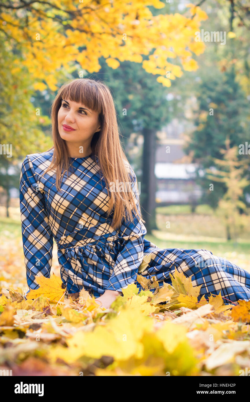 beautiful girl in park autumn Stock Photo - Alamy