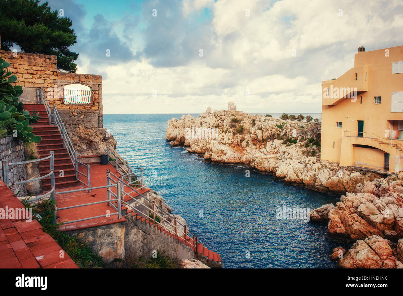 Scenic rocky coastline Cape Milazzo. Sicily, Italy Stock Photo - Alamy