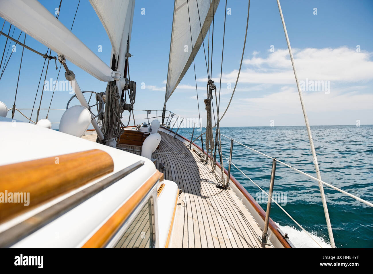 Yacht sailing in sea Stock Photo