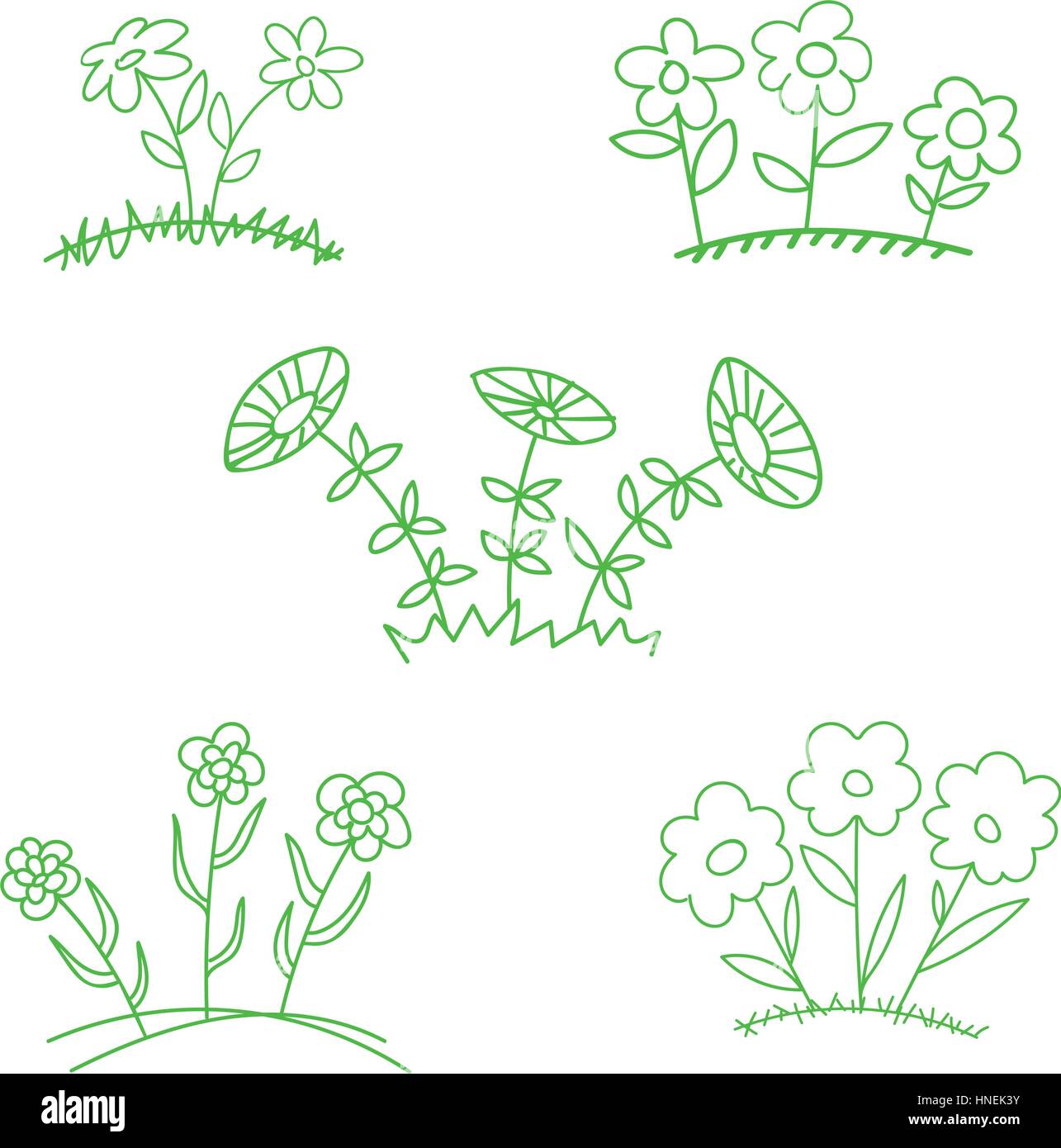 a set of hand-drawn flowers on white Stock Vector Image & Art - Alamy