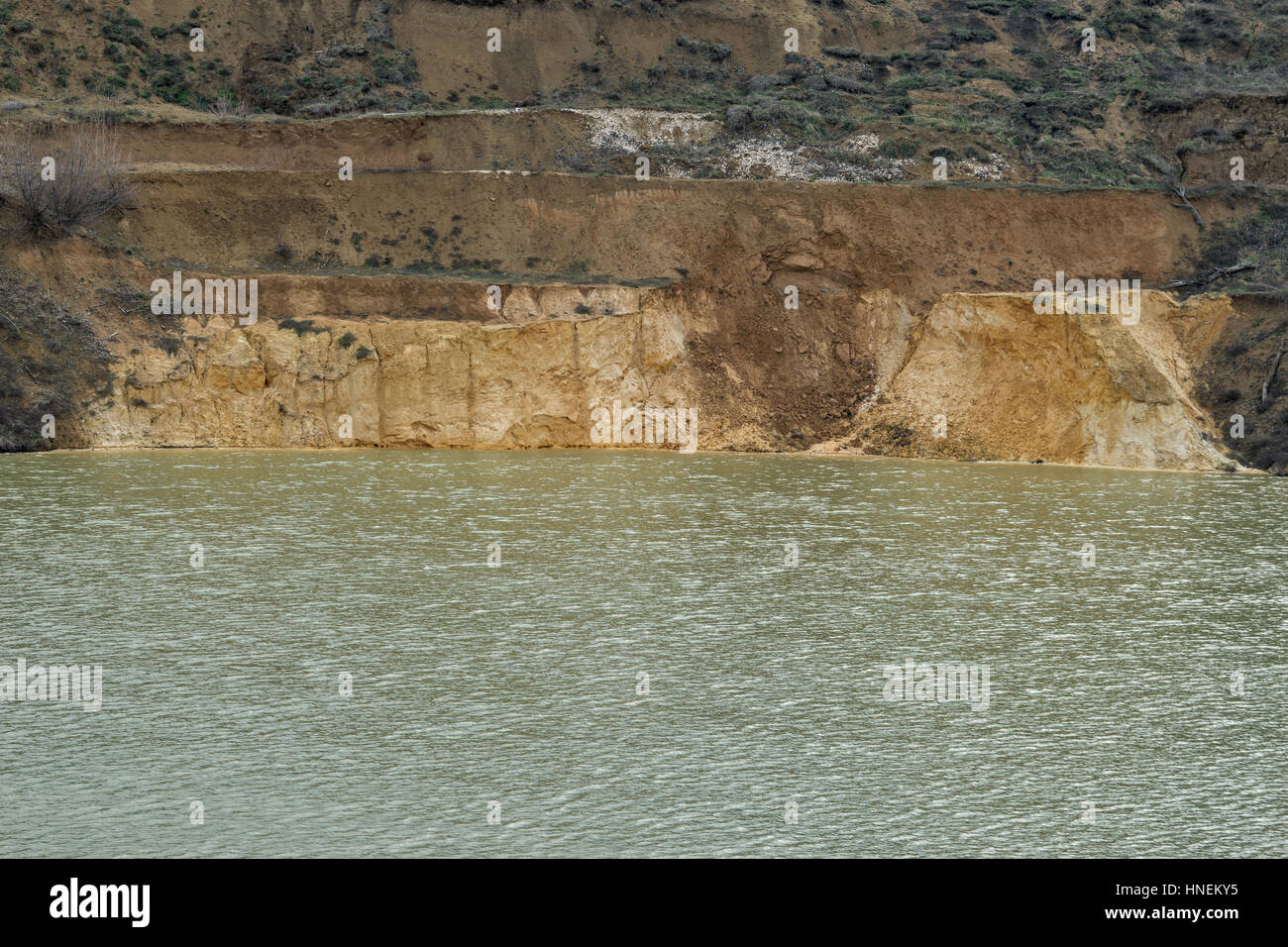 Artificial lake created by sinking old quartz sand mine Stock Photo