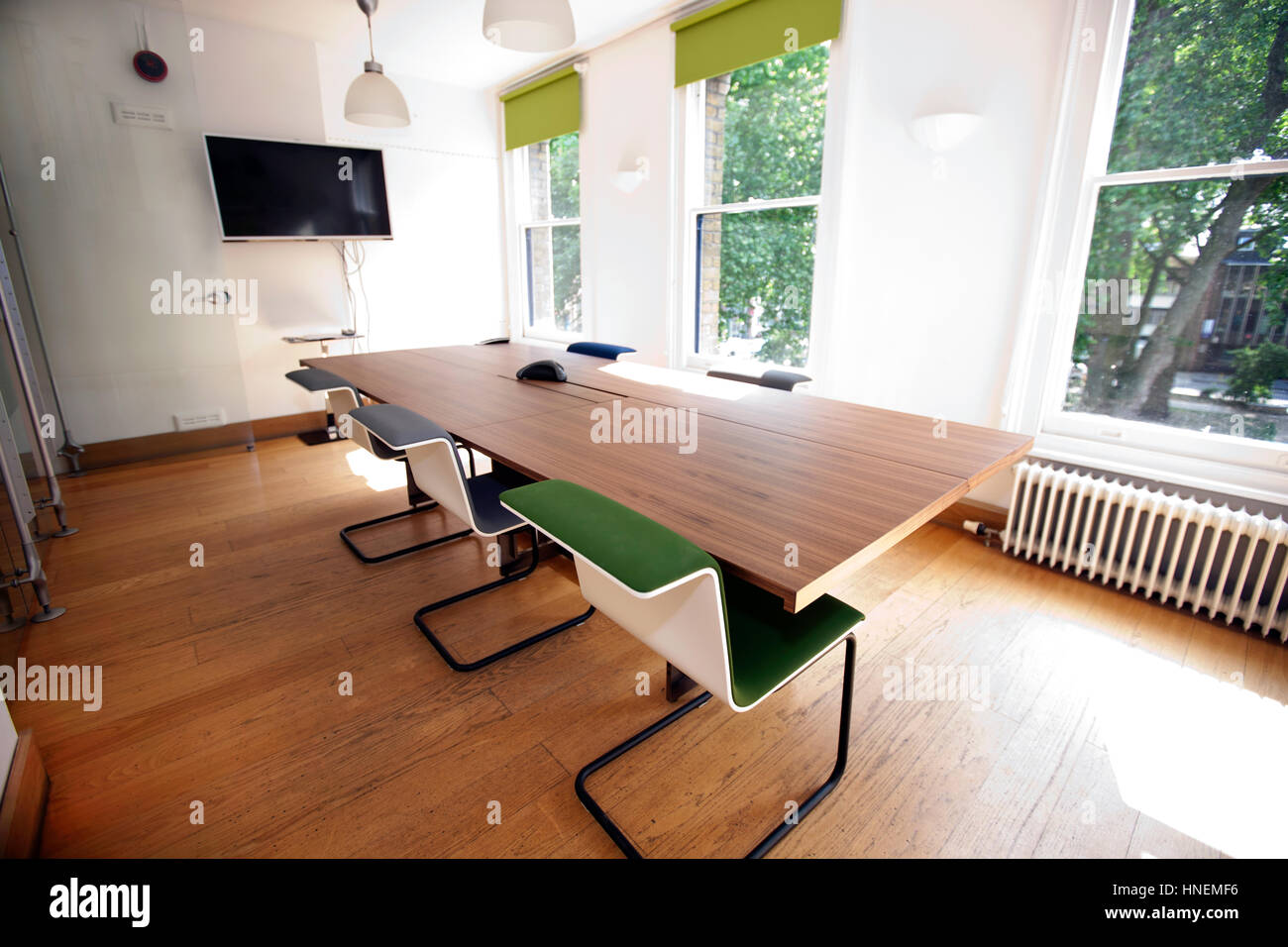 Empty conference room with television Stock Photo