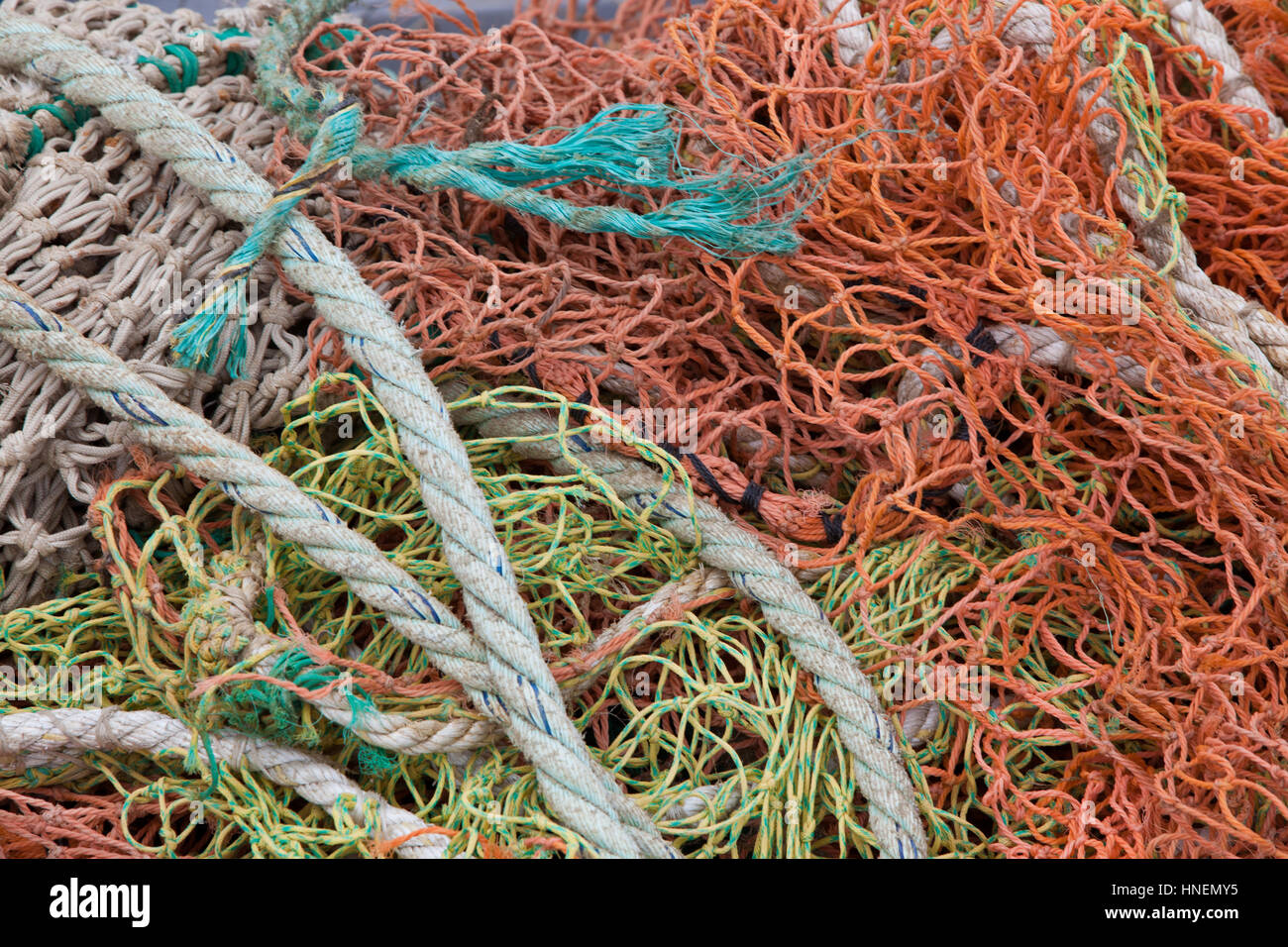 Close-up view of fishing rope and nets Stock Photo