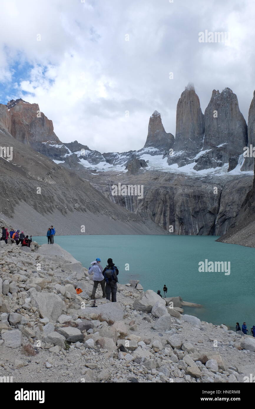 W circuit trek in Torres del paine national park, Chile Patagonia Stock ...