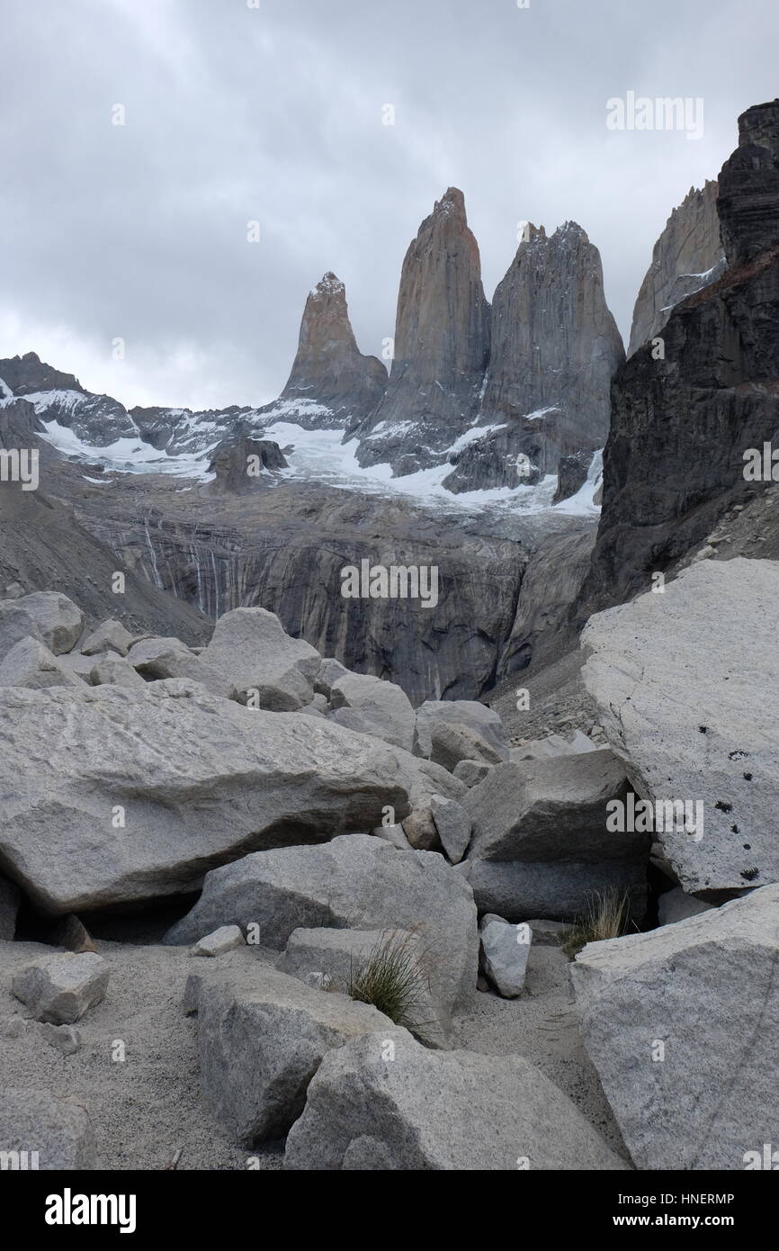 W circuit trek in Torres del paine national park, Chile Patagonia Stock ...