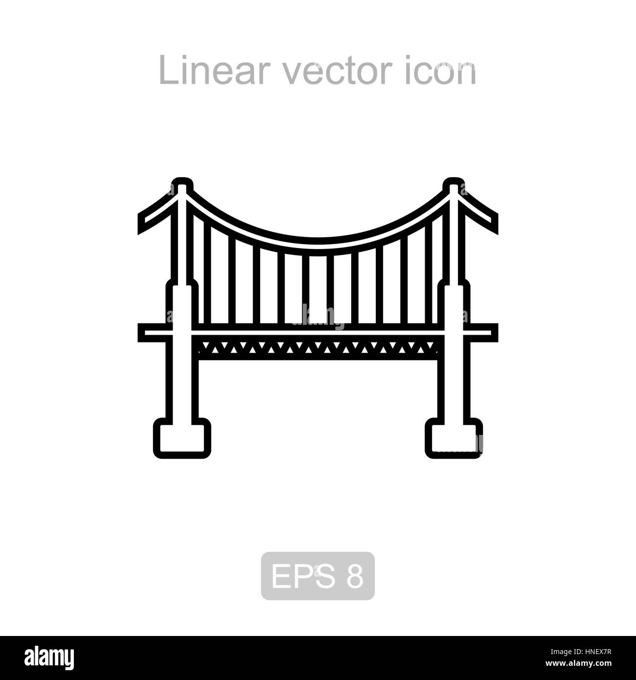 Icon of the bridge in a linear style Stock Vector