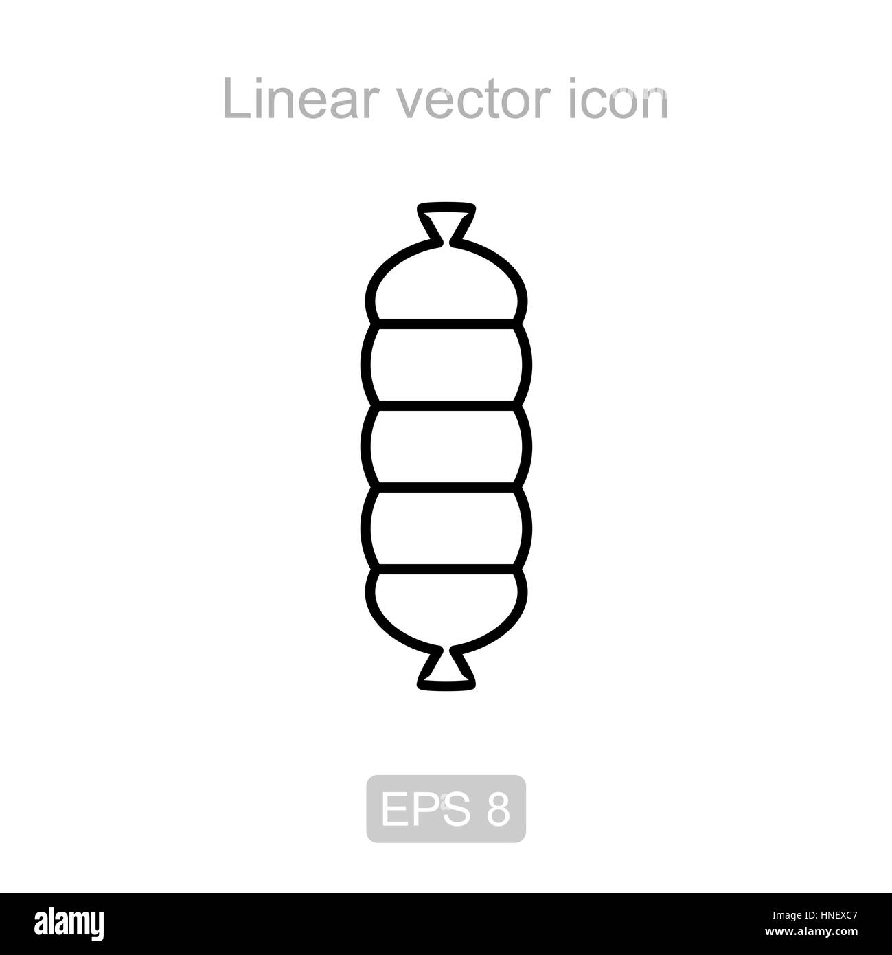 Icon of the boiled sausage in a linear style Stock Vector