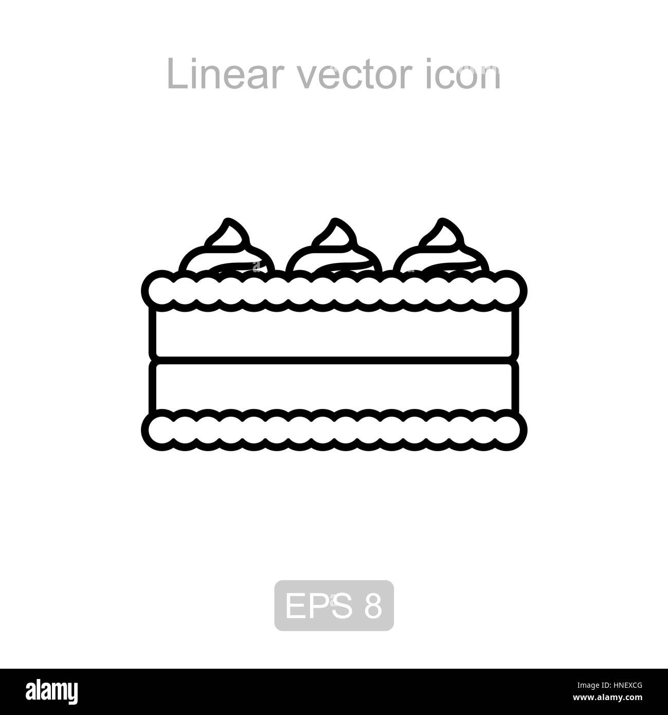 Icon of the cream pie in a linear style Stock Vector