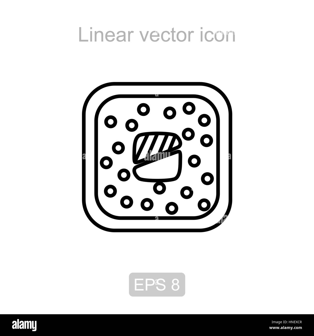 Icon of the sushi roll in a linear style Stock Vector