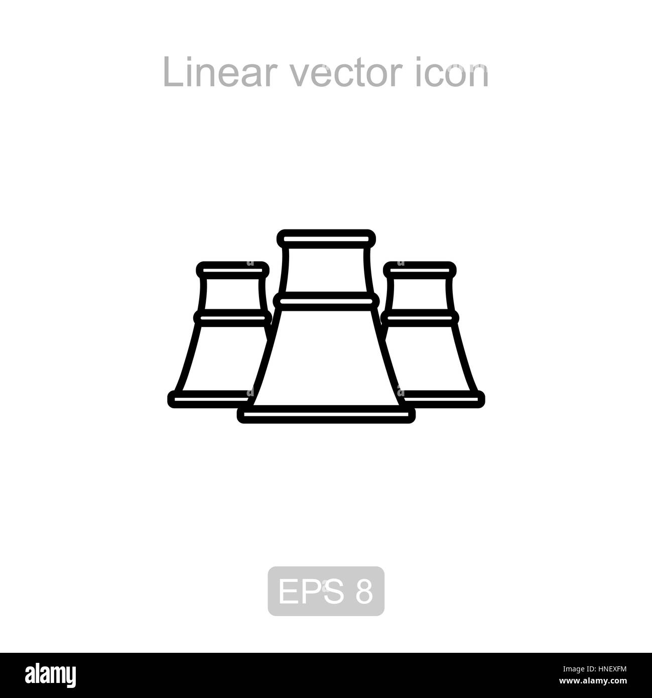 Nuclear power station. Linear vector icon. Stock Vector