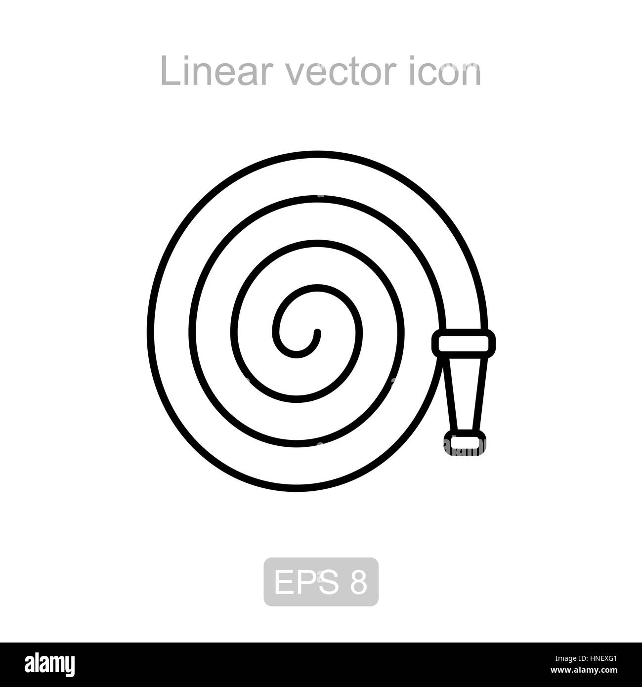 Fire hose. Linear vector icon. Stock Vector