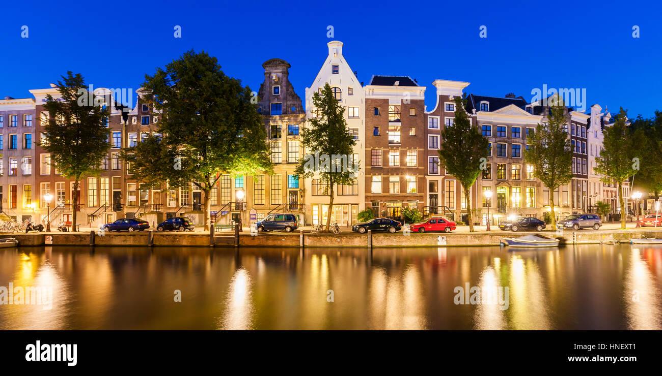 Typical canal houses along the Keizersgracht canal, canal, historic centre, Amsterdam, Province of North Holland Stock Photo