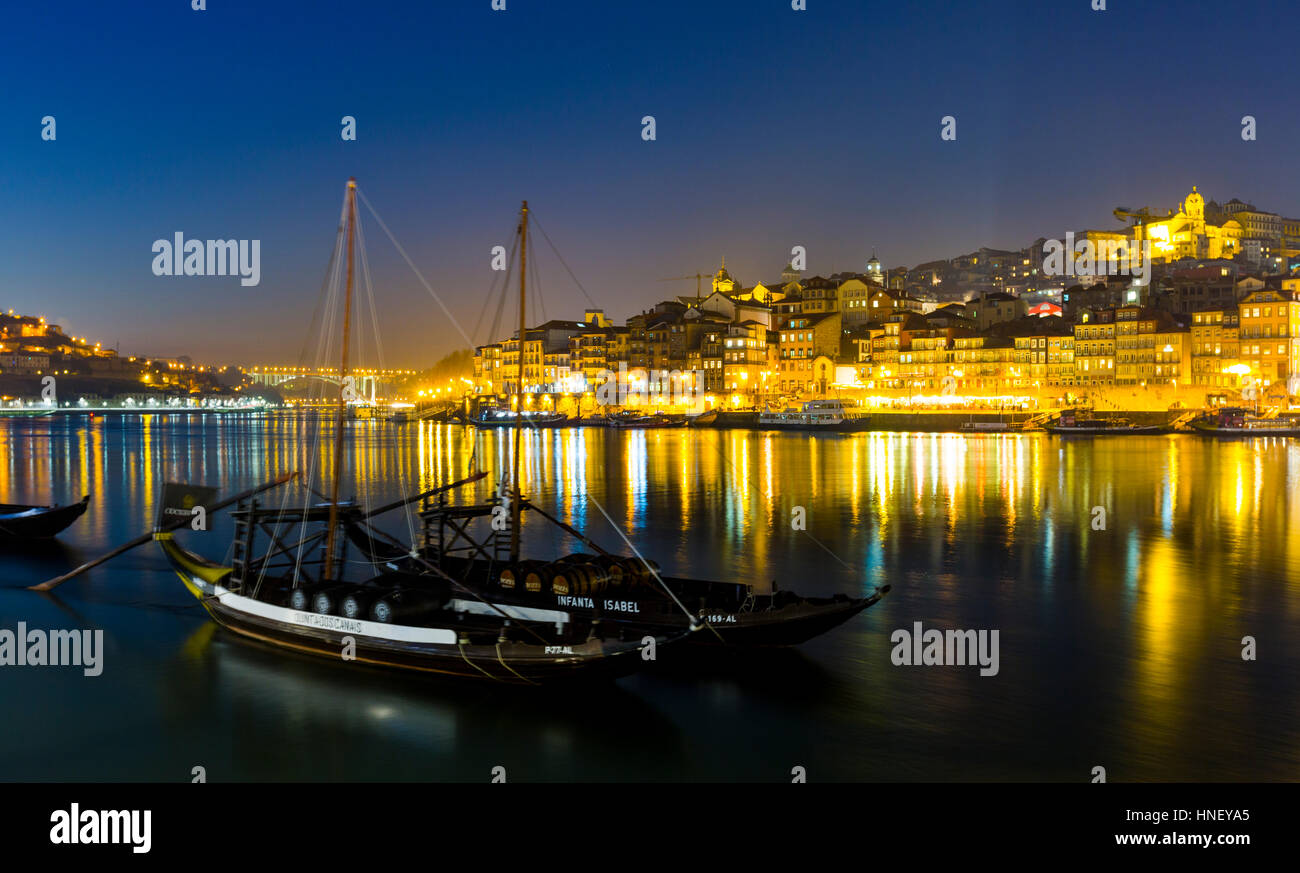 Rabelo boats, port wine boats on the Rio Douro, Douro River, Porto
