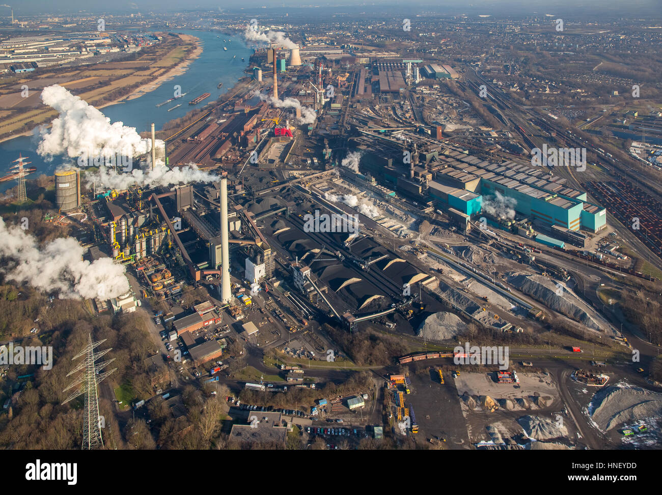 HKM Duisburg, steel mill, Hüttenwerke Krupp Mannesmann GmbH, Duisburg, Ruhr district, North Rhine-Westphalia, Germany Stock Photo