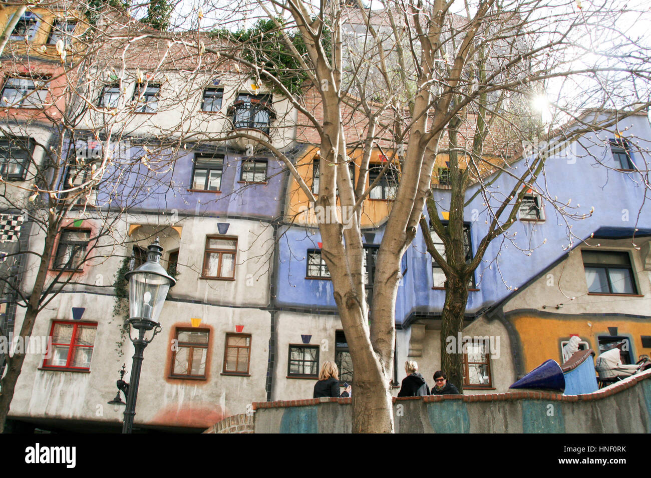 Facade of the Hundertwasserhaus, Vienna, Austria Stock Photo