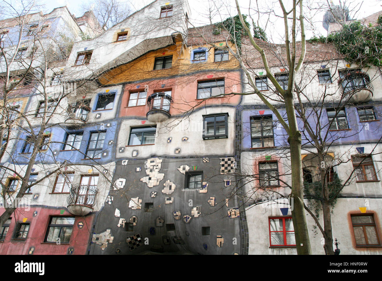 Facade of the Hundertwasserhaus, Vienna, Austria Stock Photo