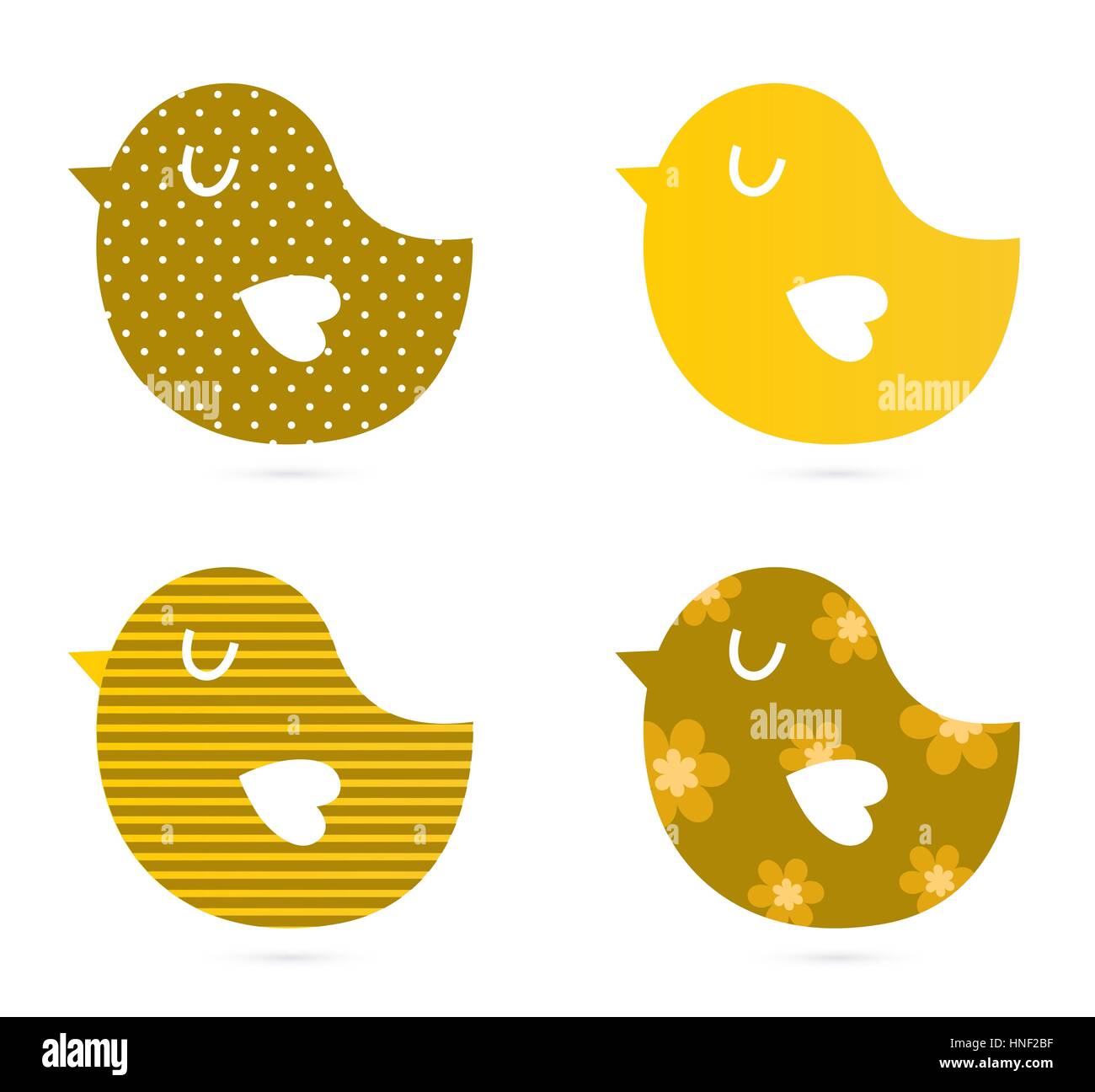 Bird patterned collection : Kids illustration Stock Photo