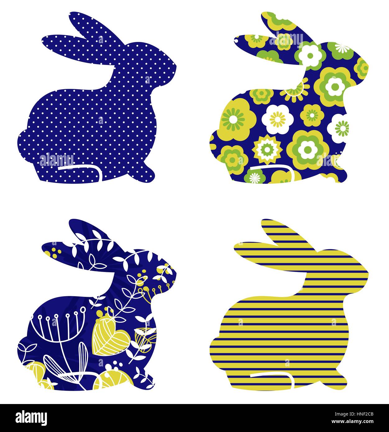 Original spring design with bunnies and birds : pink, blue Stock Photo ...