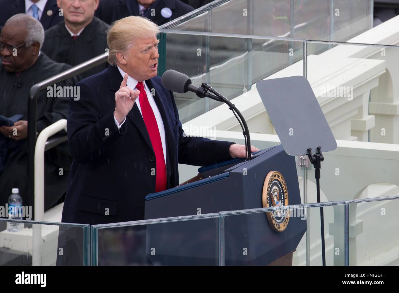 U.S. President Donald Trump delivers his presidential inaugural address ...