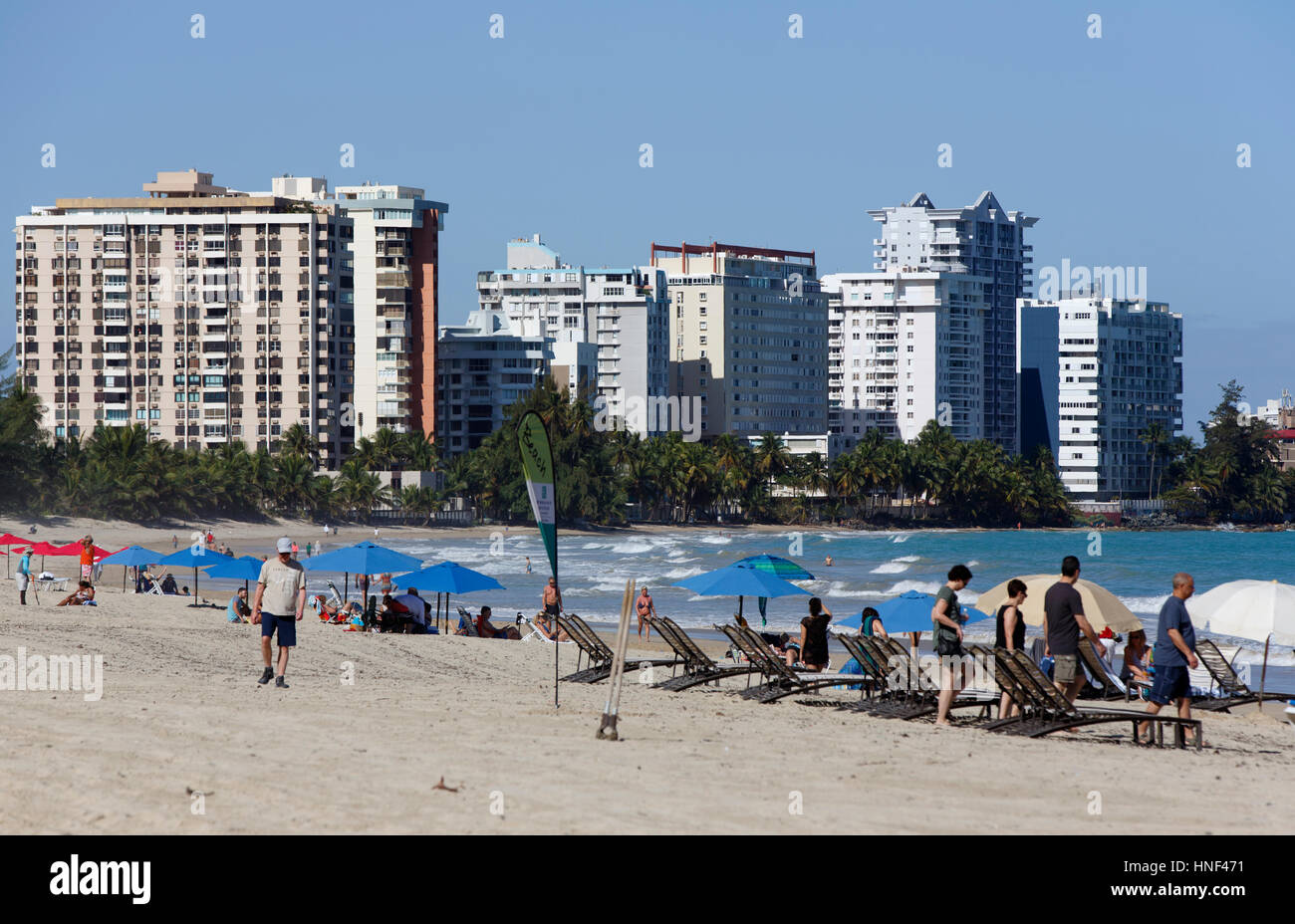 The beach at Isla Verde, Carolina, San Juan, Puerto Rico Stock Photo