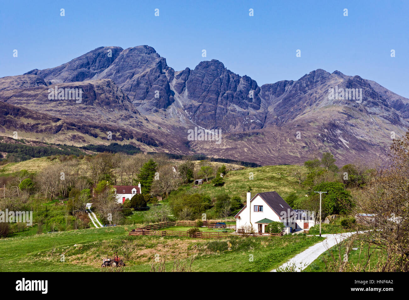 The magnificent view of Skye mountain Blaven from village Torrin Skye