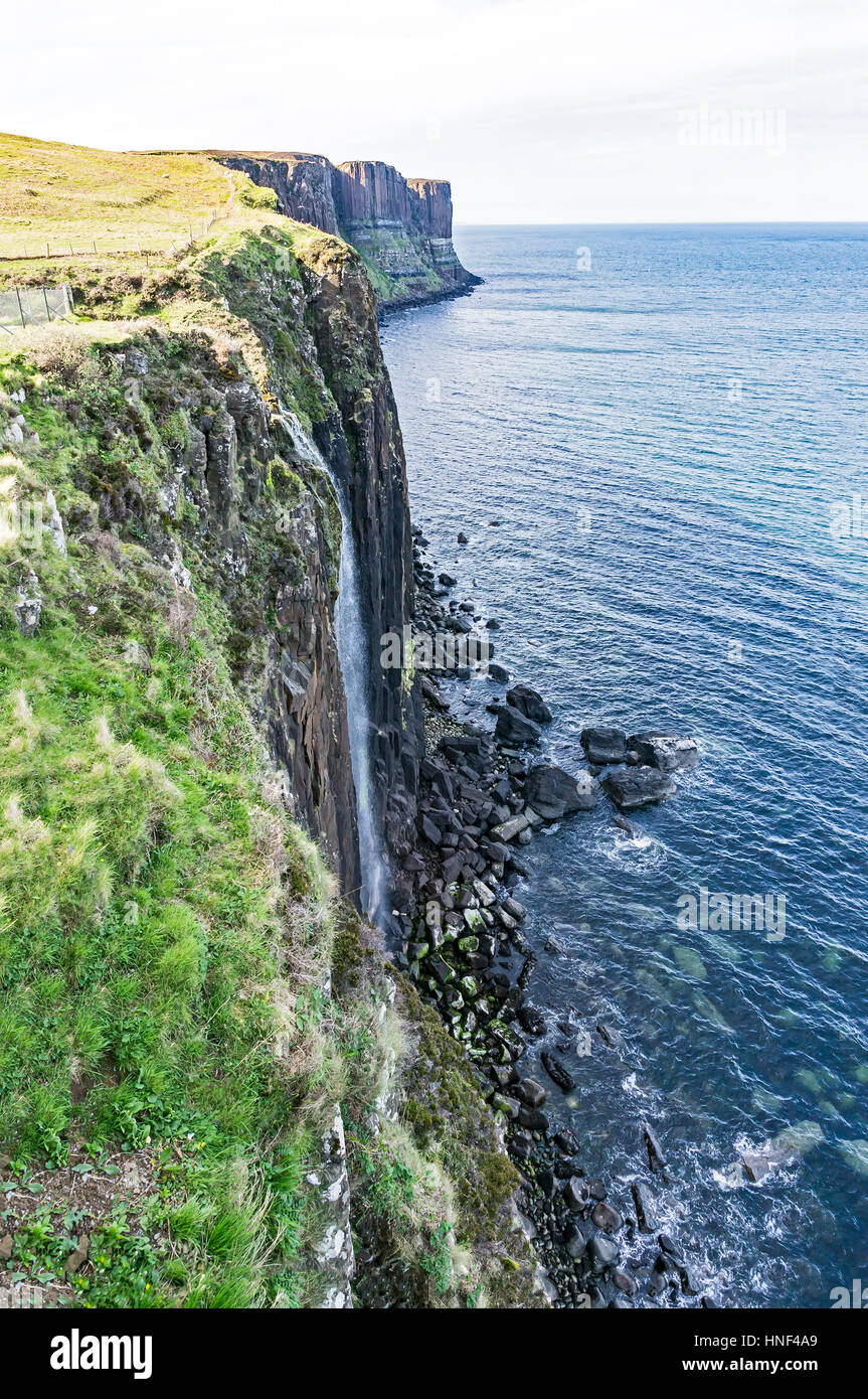 Kilt Rock sea cliff in north east Trotternish Isle of Skye Inner Hebrides Highland Scotland UK Stock Photo