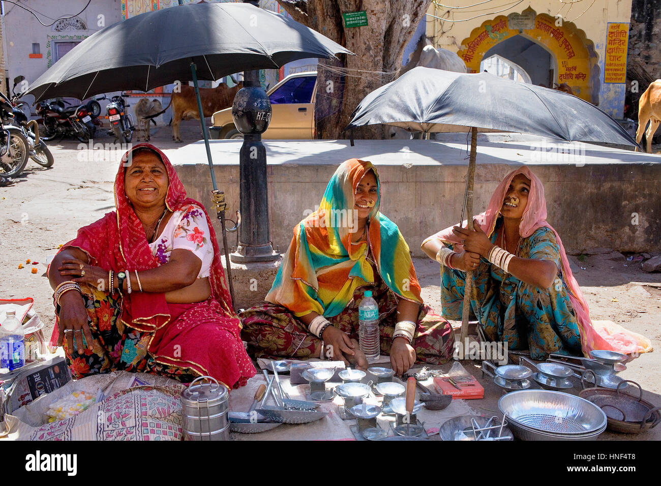 cookware vendors,stand, shop, market, near Brahma temple,pushkar