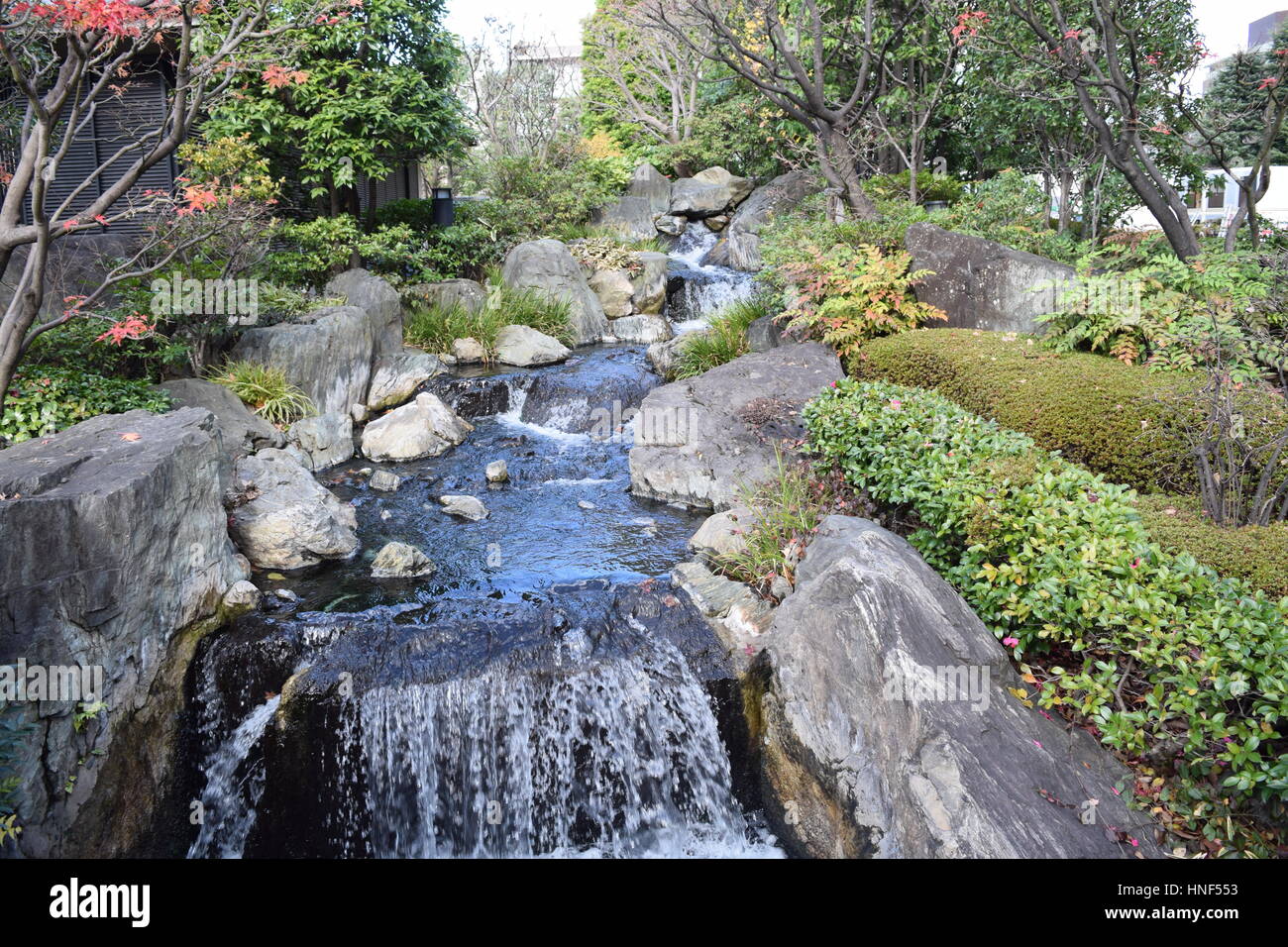 Japanese garden and koi pond Stock Photo