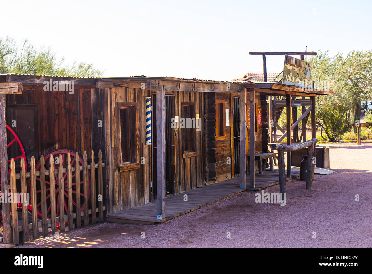 Old Western Town Storefronts In Arizona Desert Stock Photo