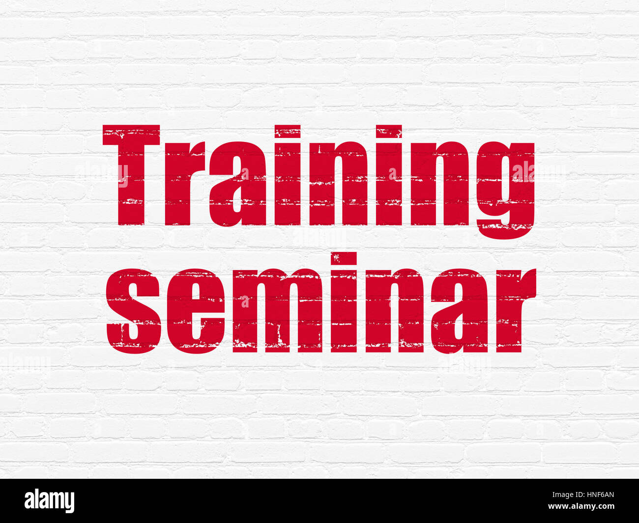 Learning concept: Painted red text Training Seminar on White Brick wall ...