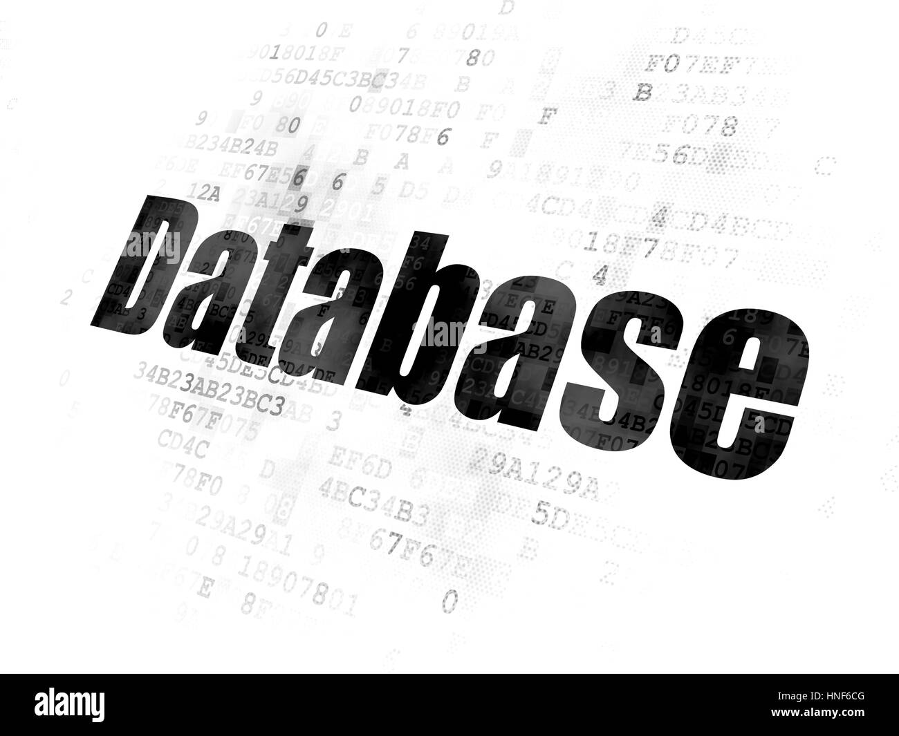 Programming concept: Pixelated black text Database on Digital background Stock Photo