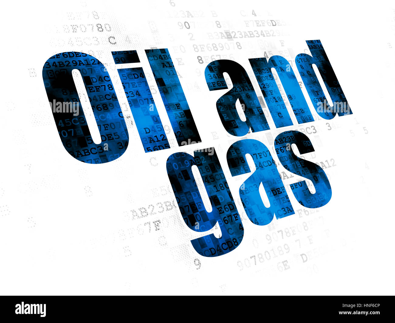 Industry concept: Pixelated blue text Oil and Gas on Digital background Stock Photo