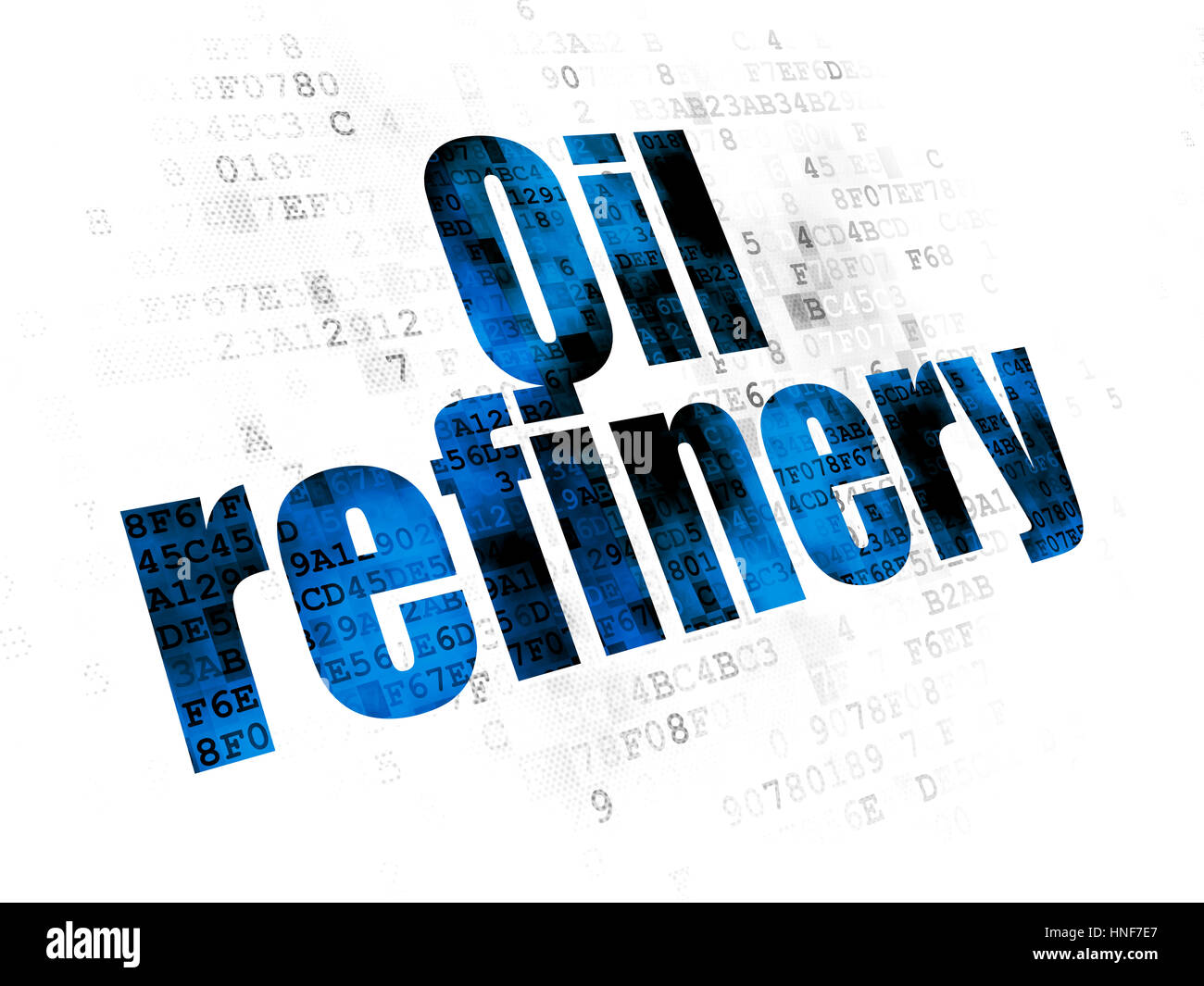 Industry concept: Pixelated blue text Oil Refinery on Digital background Stock Photo