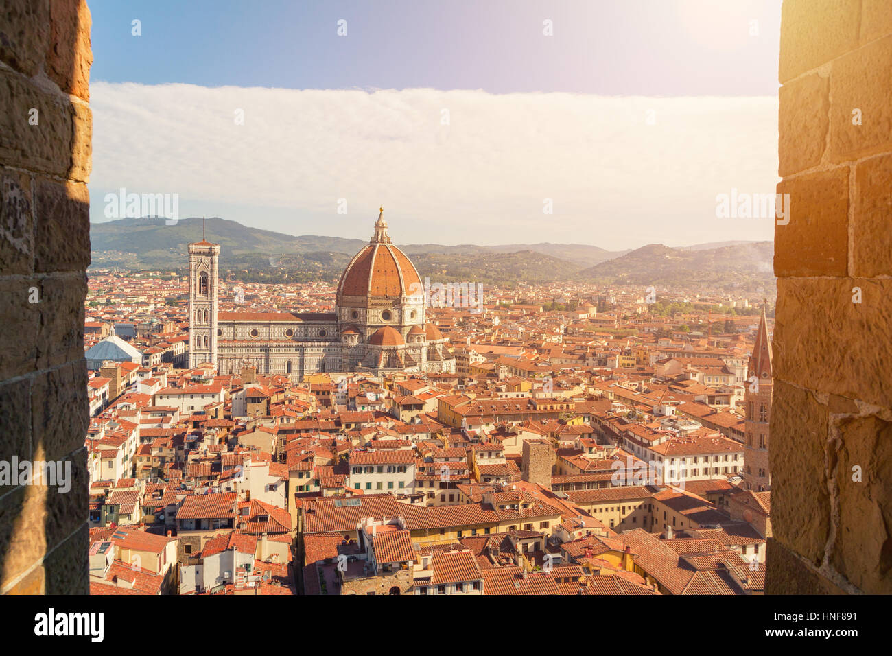 Panorama of the Florence city and the Cathedral Santa Maria del Fiore ...
