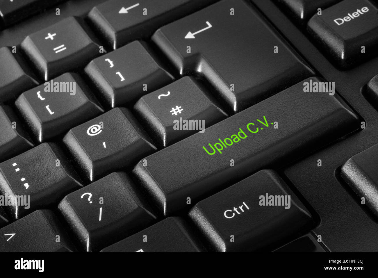 Computer Keyboard with Upload C.V. Key Stock Photo