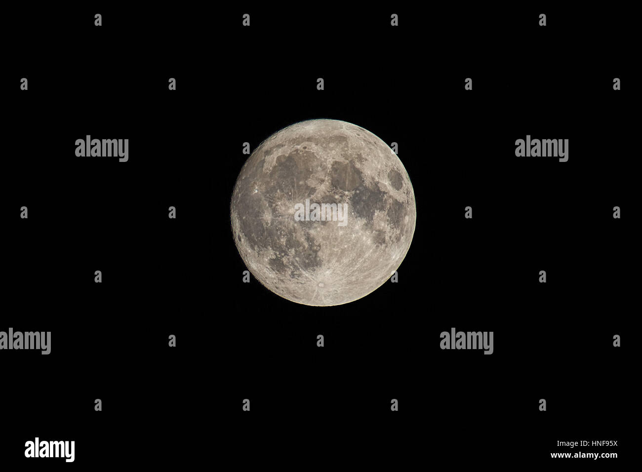 Full moon, Supermoon in Novmber 2016, the clearest moon for 68 years on clear sky. Stock Photo