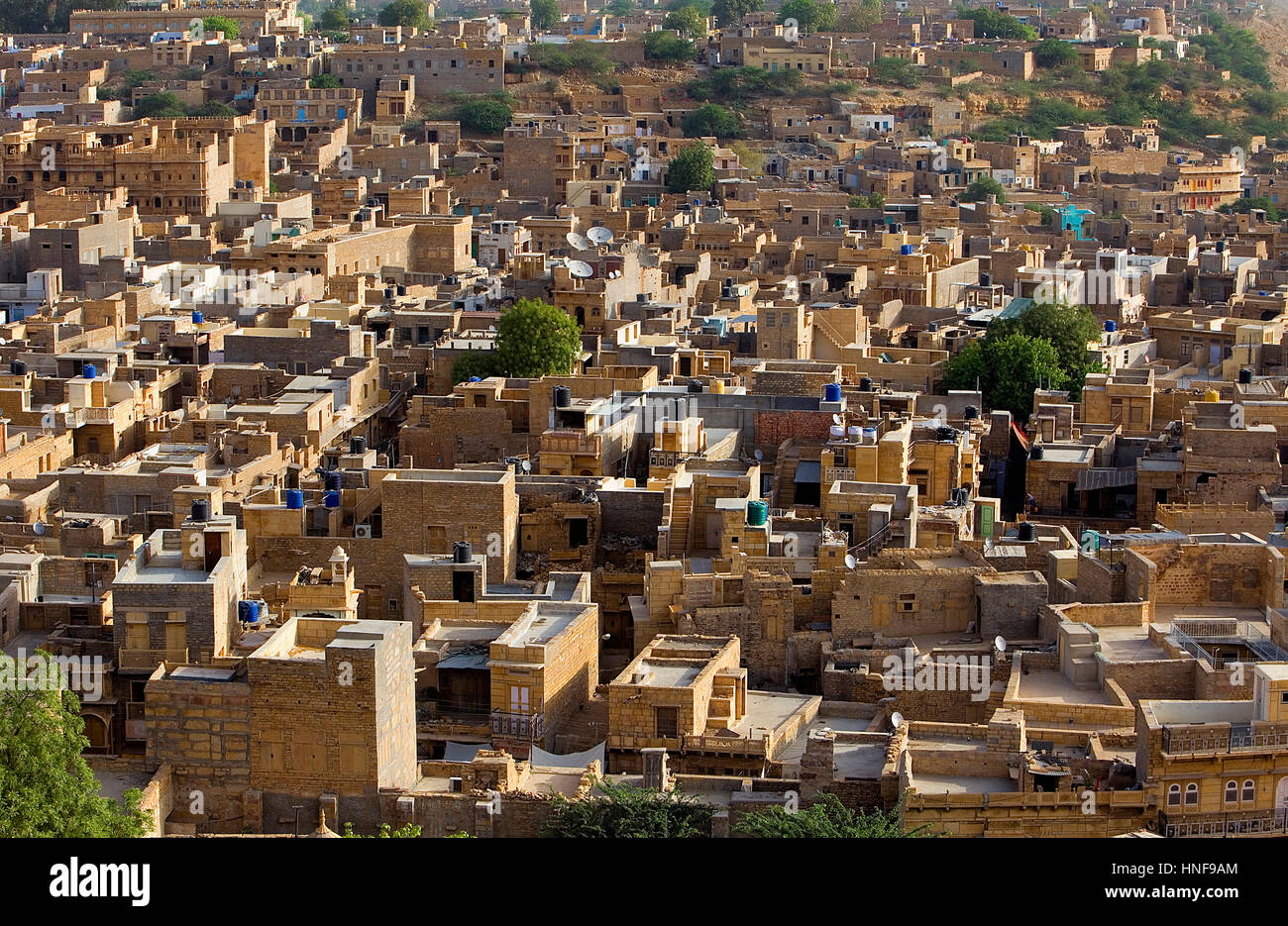 Panorama, aerial view, townscape, Jaisalmer, Rajasthan, India Stock Photo