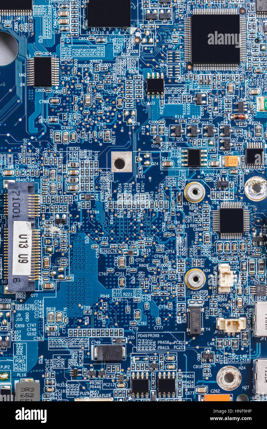 Close up of a printed blue computer circuit board Stock Photo - Alamy