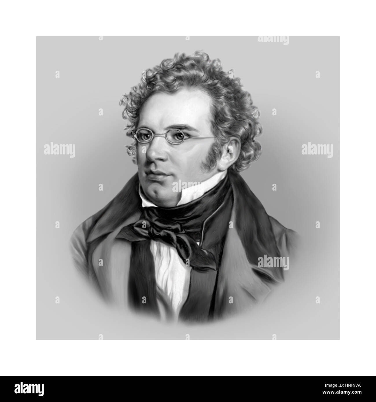 Franz Schubert, 1797-1828, Austrian Composer, Portrait, Illustration Stock Photo